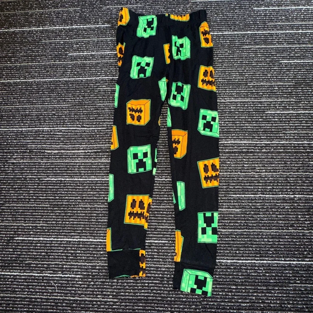 Minecraft Pajama Set Size 6 New Green Long Sleeve Creeper Pumpkin PJs